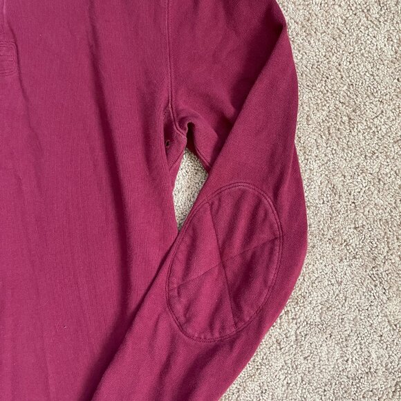 J Crew Reimagined Vintage Inspired 1/4 zip Elbow Patches Mens M TALL Preppy Red - Picture 3 of 9